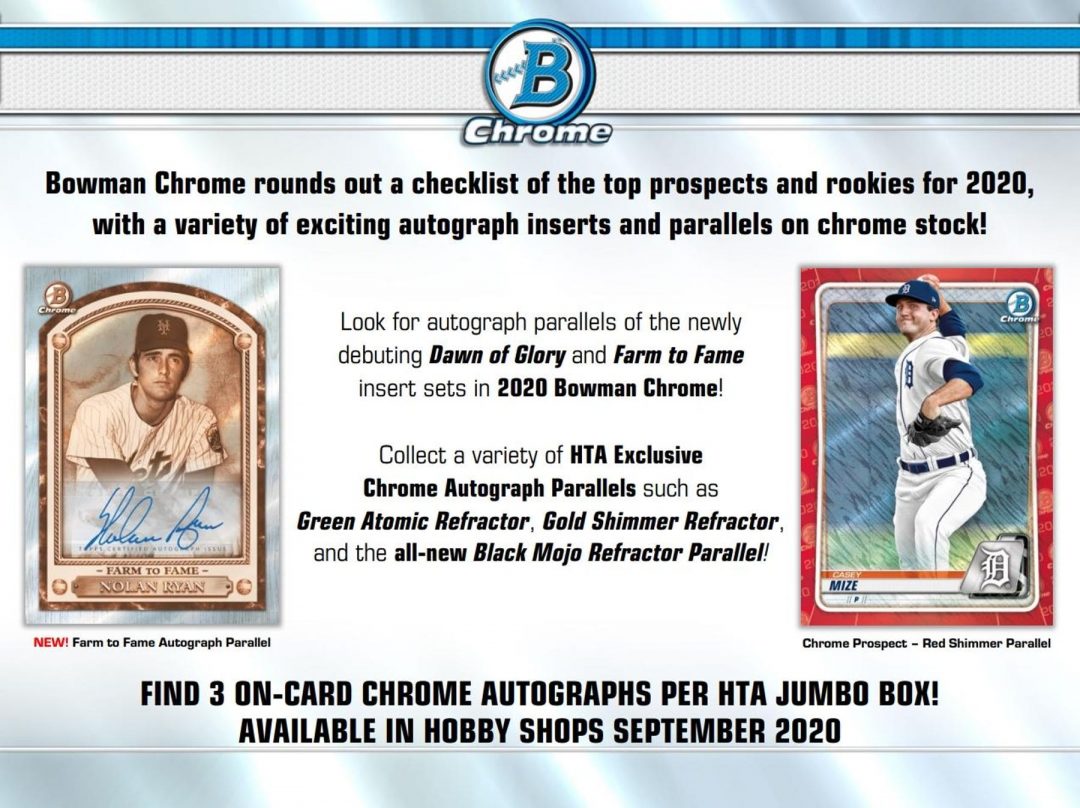 NEW RELEASE 2020 Bowman Chrome JUMBO HTA Case PICK YOUR PRICE Group