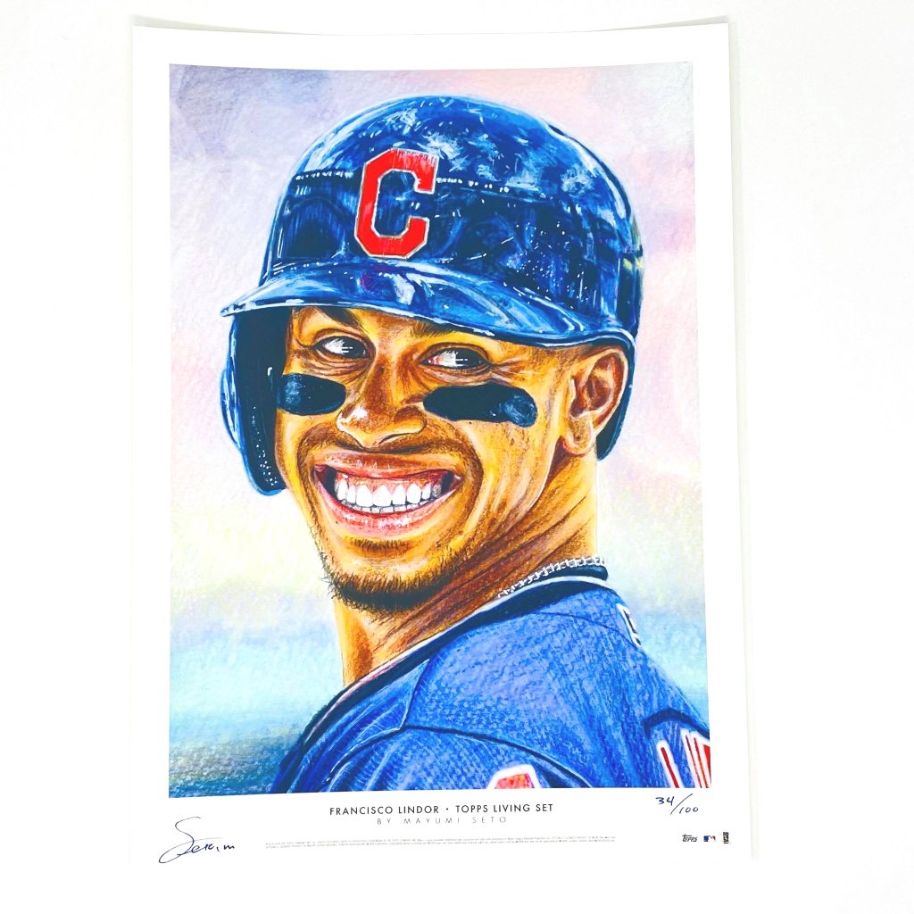 2018 Topps Living Set Francisco Lindor Art Print #34/100 Cleveland ...