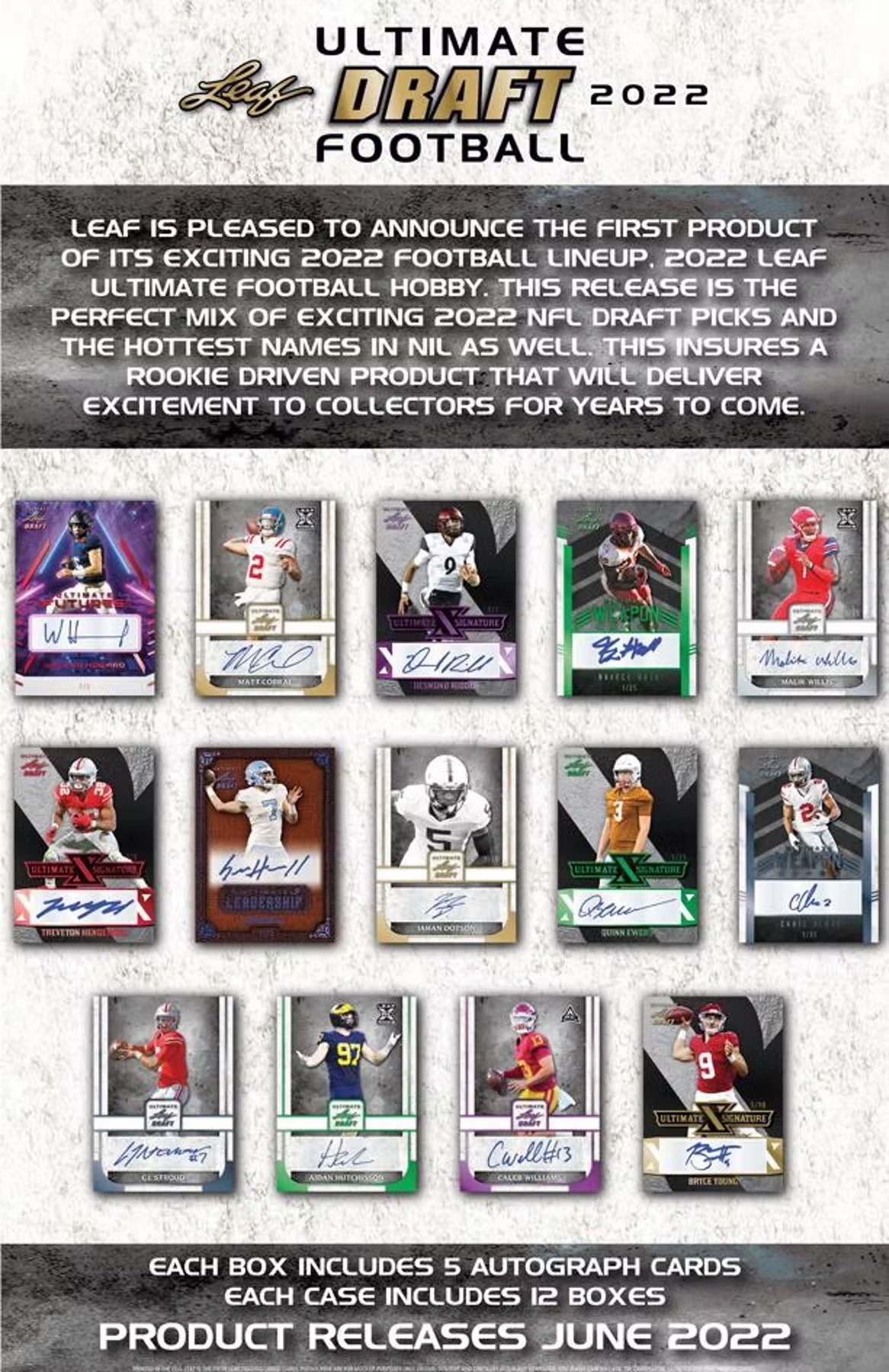 FINAL CLOSER 2022 Leaf Ultimate Draft Football Case RANDOM HIT Group